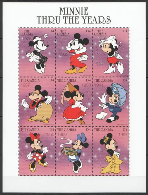 Pk394 Gambia Cartoons Walt Disney Mickey Mouse Minnie Thru The Years 1Kb Mnh