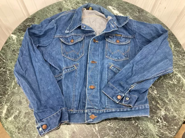 Vintage Wrangler No Fault Denims Made In USA Denim Trucker Jacket Size 40