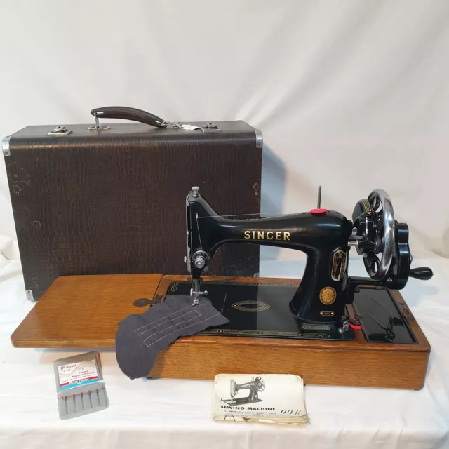 Singer 99k Sewing Machine 1955 Hand Cranked. VGC, Serviced, Tested & Working.
