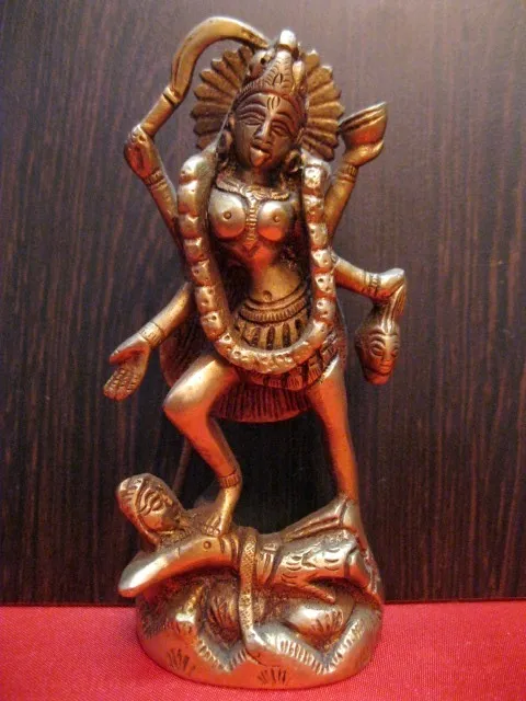 Kali Brass Statue Shiva Alter Meditation Durga Kaali Maa Hindu Goddess~k109