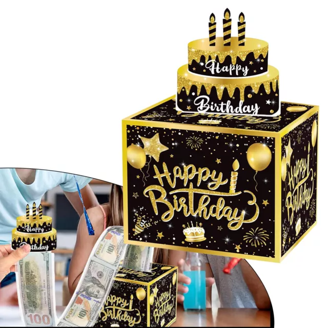 Happy Birthday Day Money Box Surprise Gift Box for Cash Gift with Pull Out Card