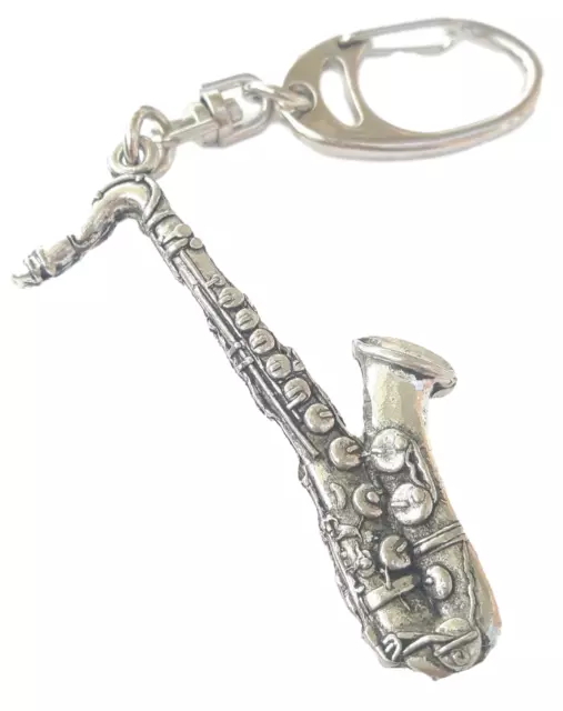 Saxophone Handcrafted from Solid Pewter In the UK Key Ring - PAG