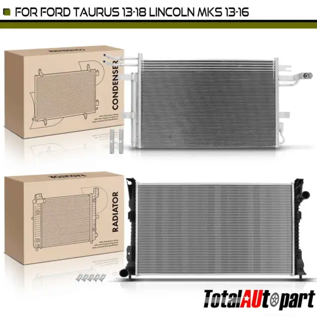 Radiator & A/C Condenser w/ Drier for Ford Taurus 2013-2018 Lincoln MKS 13-16