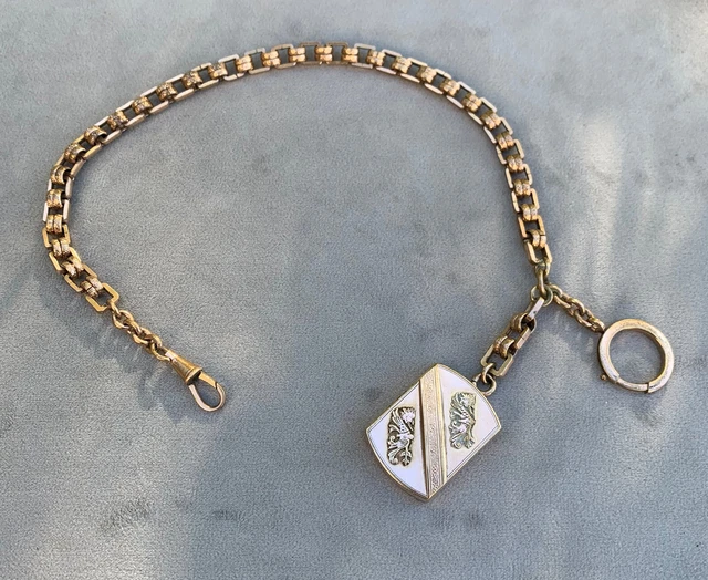 ジュエリー・アクセサリー グーセットゴールドメッキグーセットチェーンフォブチェーンチャームancienne chaine montre de gousset  chain or plaque fob murat charm 男女兼用アクセサリー