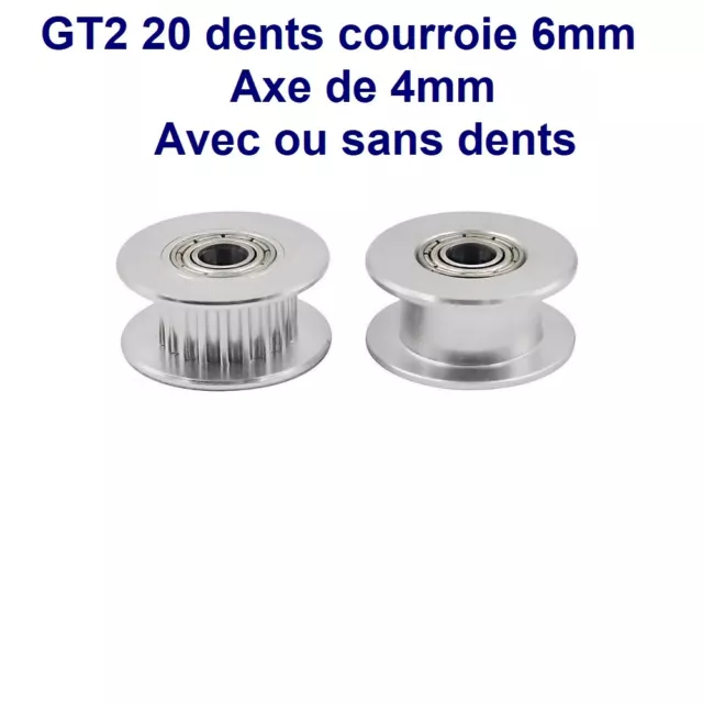 Poulie GT2 16 Dents, Pour axe de 5mm et courroie largeur 9 / 10mm