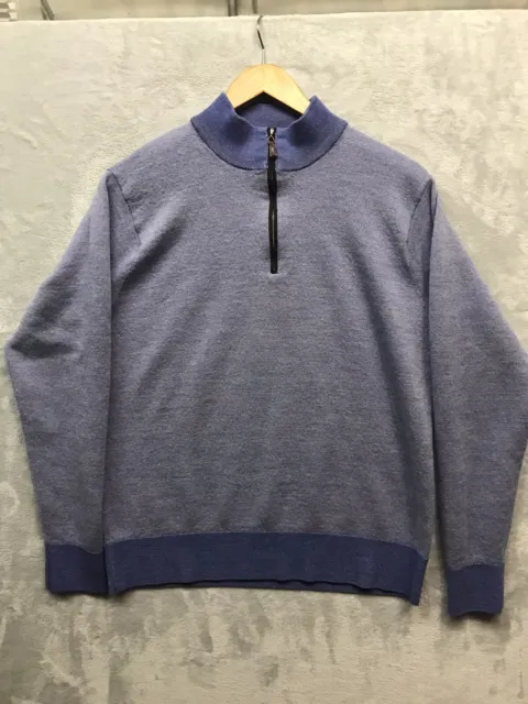 PETER MILLAR MEN'S Sweater Men's Large Pullover 1/4 Zip 100% Merino ...