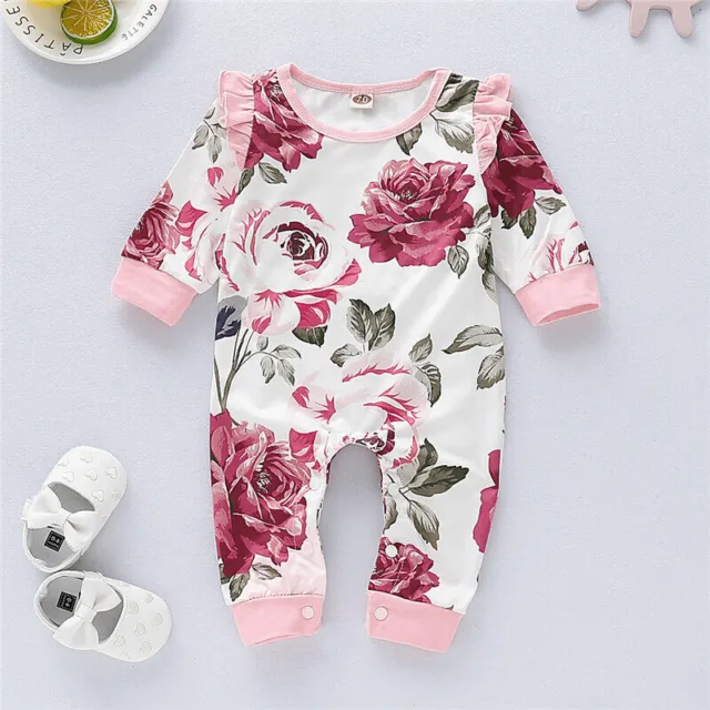 Newborn Baby Girls Outfits Clothes Floral Romper Bodysuit Jumpsuit Playsuit 4