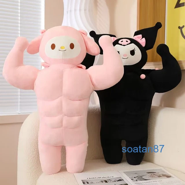 Sanrio Cinnamoroll Kuromi My Melody Muscular Plush Doll Pillow Funny Abs Toy 23"