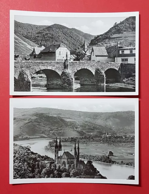 2 x Foto AK BAD NEUENAHR Partien aus dem Ort Brücke und Kirche    ( 26603