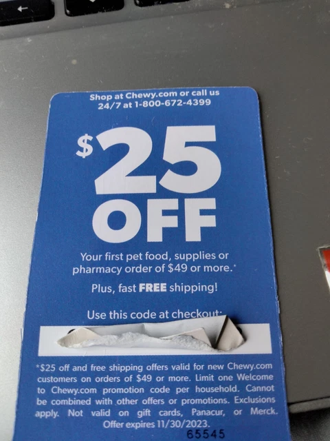 Chewy $25 Off $49+ for First Order Exp 11/30/23