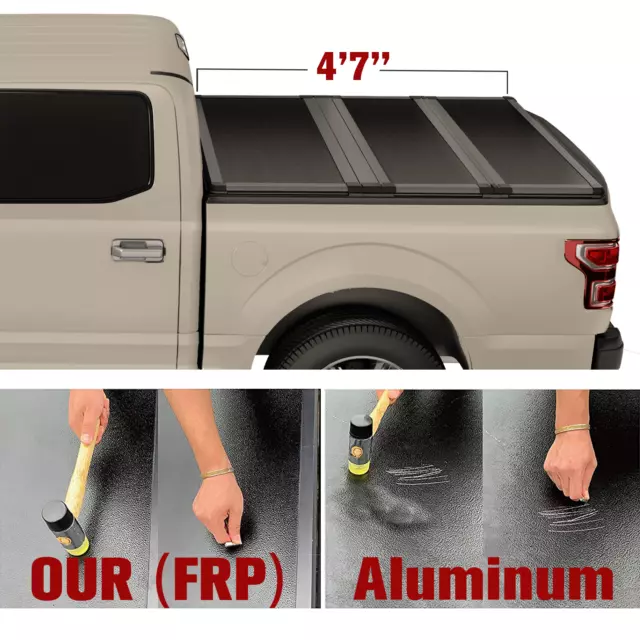 4.6FT FOR 20222024 Ford Maverick FRP Hard TriFold Tonneau Cover Truck