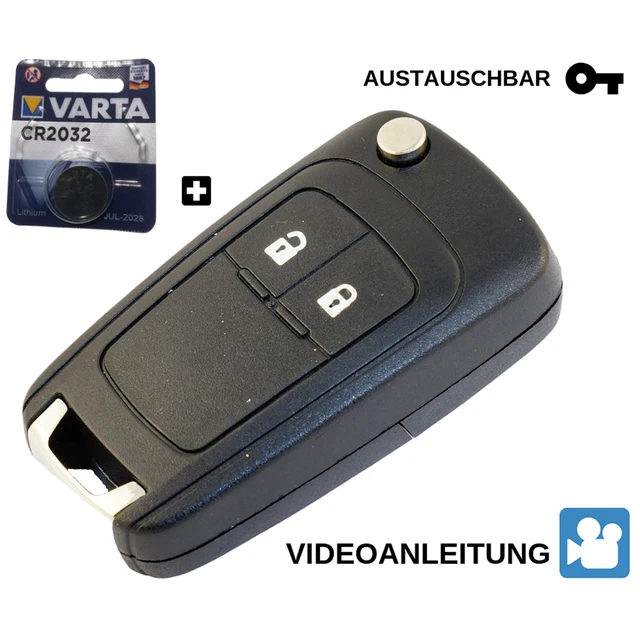 2-Tasten Schlüsselgehäuse Ersatz Kompatibel Mit Opel Astra J, Insignia A, Meriva B, Zafira C & Mokka