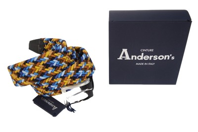 Anderson ANDERSON'S cintura uomo treccia ELASTICA senza buchi CUOIO blu scuro SATINATA 