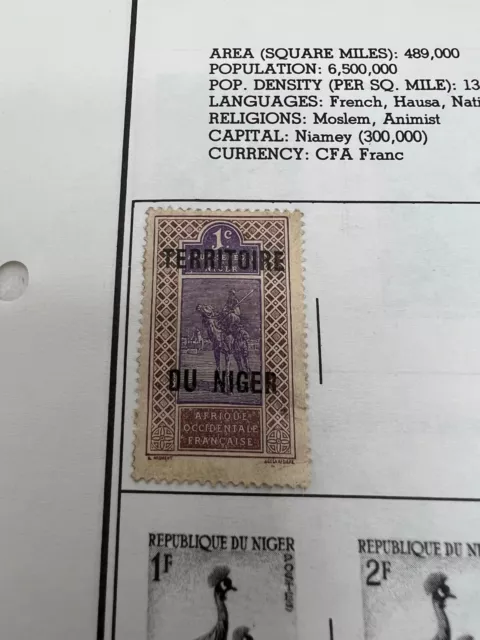 Niger Stamp Collection hinged on page used / hinged 7 Stamps 3