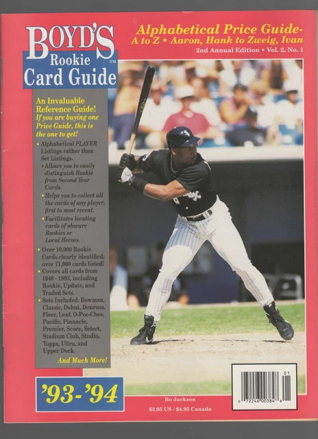 1993-1994 Boyd’s Rookie Card Guide 2nd Annual edition – Bo Jackson F/B cover
