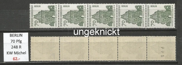 RM BERLIN Bauwerke Kleinformat 70 Pfg MiNr. 248 R / 5er Streifen postfrisch