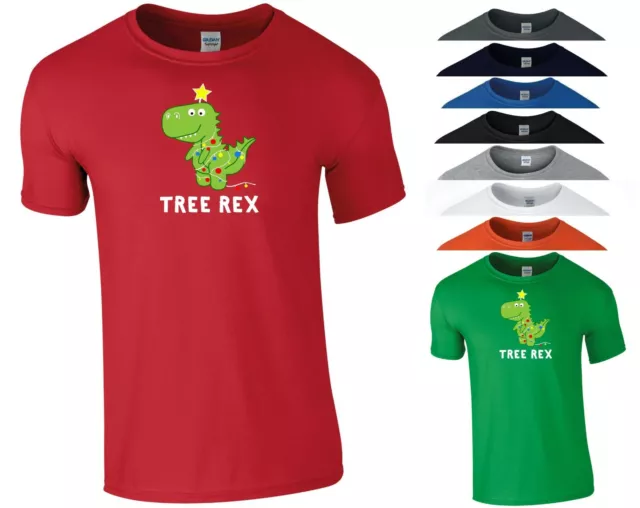 T-Shirt albero di Natale Rex divertente T Rex luci dinosauro regalo di Natale uomo maglietta top