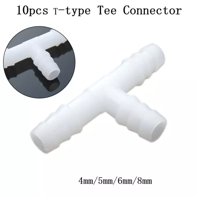 10PCS White T Connector PE Aquarium Adapter for Air Pump Hose Wear Resistant