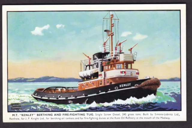 Shipping Kent Medway Fire Fighting TUG 'KENLEY' c1960/70s?? postcard