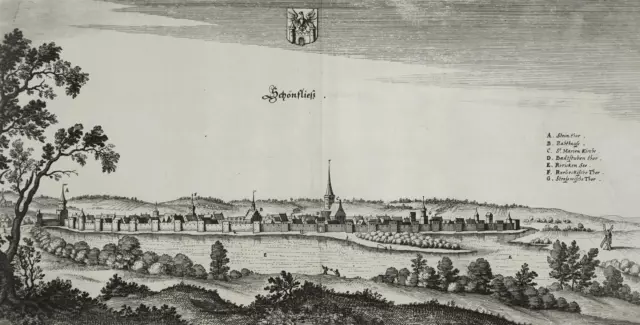 SCHÖNFLIESS - Vogelschau - Matthäus Merian - Kupferstich 1652