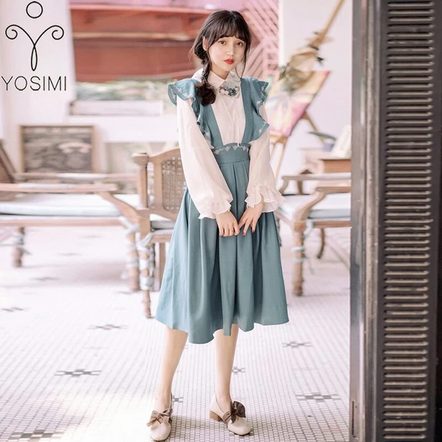 YOSIMI 2021 Spring Autumn Full Sleeve White Blouse Shirt Top and Floral