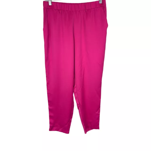 J Jason Wu Women's Regular Woven Satin Tapered Ankle Pants Hot pink Small Size