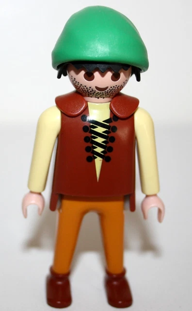 Lot Playmobil Moyen-Âge – 3 Paysans, Animaux, Nourriture, 2 Chevaux Et Charrette – Occasion