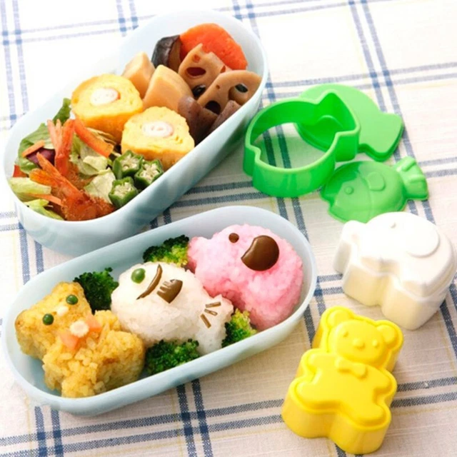 3Pcs/Set Cute Sushi Rice Balls Mold Bear Elephant Fish Baking DIY Cooking Tools