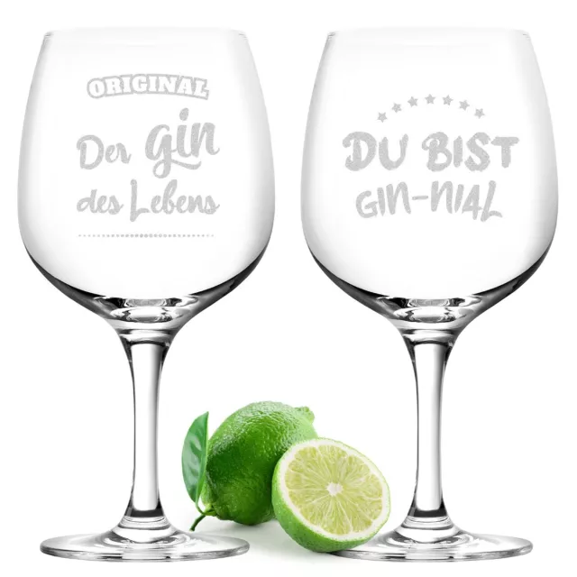 Gin Verre 2er-Set Avec Gravé Dictons - Gin-Tonic Cocktail Verres Boisson