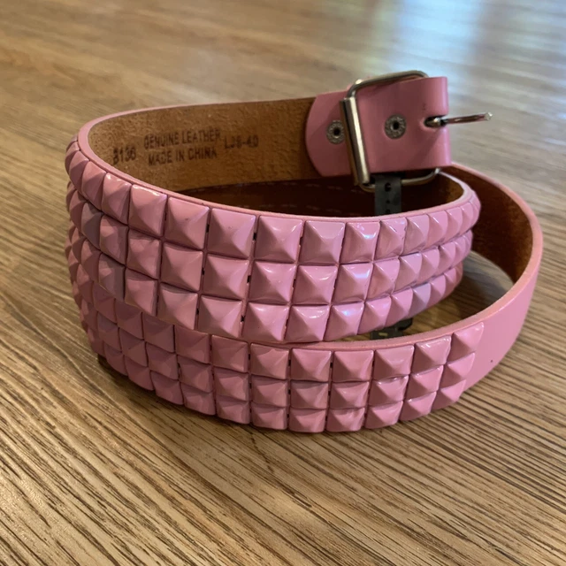 Hot Topic Y2K Baby Pink Leather Studded Belt Stud Emo Scene Size L 38-40 Hot Topic Y2K Baby Pink Leather Studded Belt Stud Emo Scene Size L 38-40