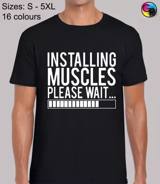 Installing Muscles Funny Novelty Humour Regular Fit T-Shirt Top TShirt Tee - Men