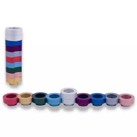 Travel Menorah 9 Colorful Judaica Aluminum Portable Candleholder Hanukkah Gift