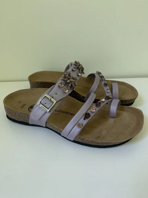 Euro Wellness Balance Womens Sandals Size US 7 37.5  Slip-on Flats Purple Gems