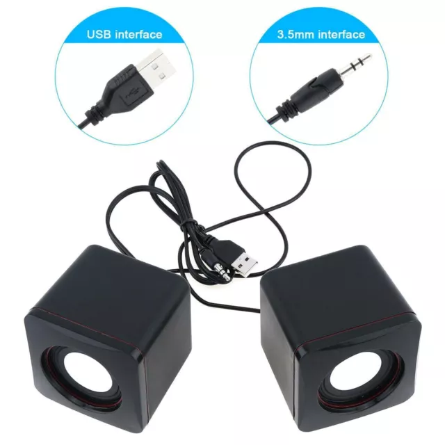 3.5mm Mini USB Wired Computer Speakers Stereo Bass For PC Laptop Desktop Black0x