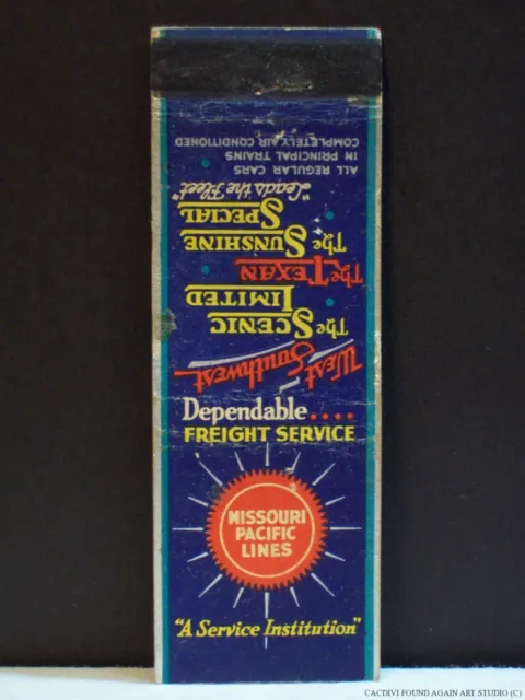 Missouri Pacific Railroad Sunshine SpeciaL Matchbook Cover Railway RR Old Vtg