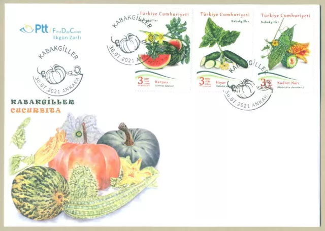 Turkey 2021 Mnh Fdc Cucurbita Plants Flowers First Day Cover