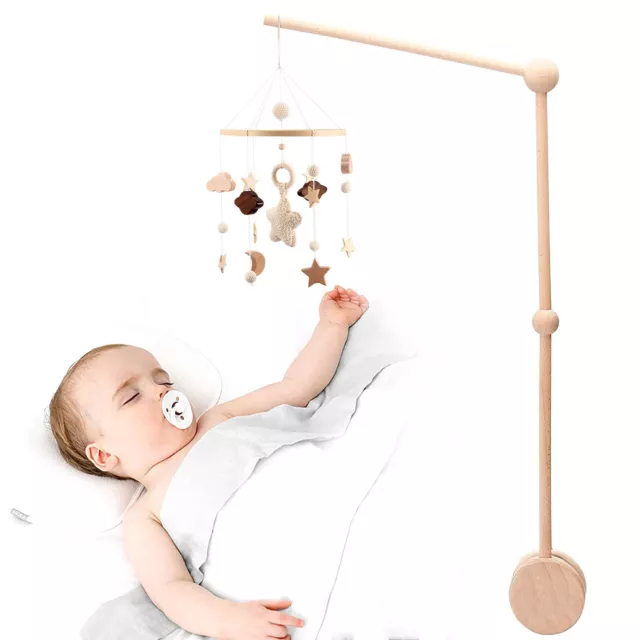 Baby Crib Mobile Boho Nursery Mobiles Hanging Ceiling Wooden Decoration Neutral▦