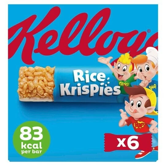 4 Scatole x 6 Barre Kellogg's Riso Krispies Latte Cereale 20g