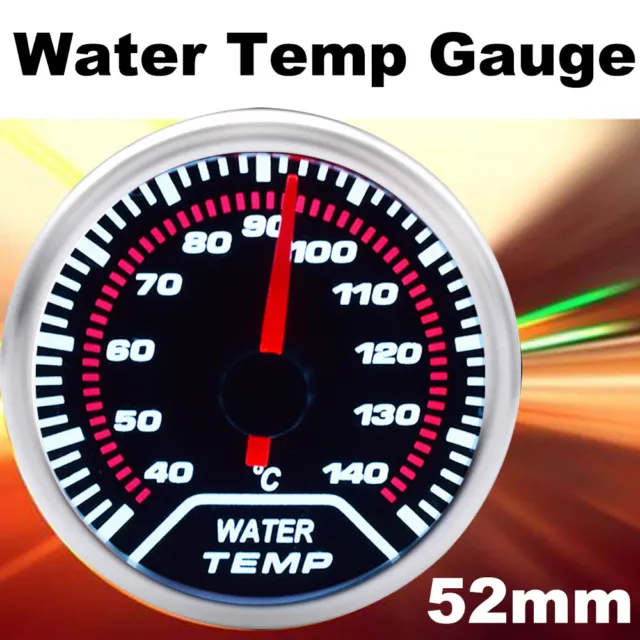 Water Temp Gauge W/Sensor Universal Car Auto Meter LED Mechanical Dials 52mm 2"