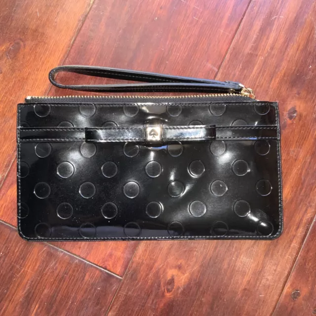 Kate Spade Jemima Camelia Street Wristlet RN0102760 Black Patent Leather