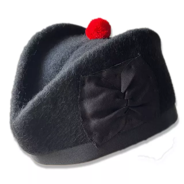Glengarry Classic Scottish Hat Plain Black - Pure Acrylic Wool