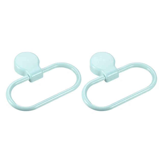 2 Pack Wall Mounted Oval Towel Ring ABS Hanging Holder, Blue
