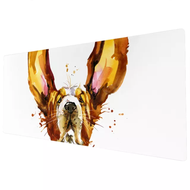 90x40cm Extra Large XXL Mouse Mat Pad Full Desk Watercolour Dog Brown Pink