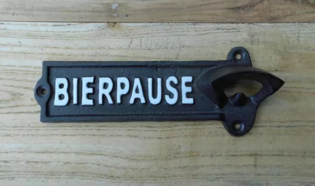 Wandflaschenöffner Kapselheber BIERPAUSE Gusseisen schwarz 21 cm inkl. Versand