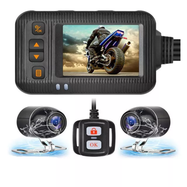 Motorcycle Dash Cam 2.0 inch HD 1080P Front and Rear Motorbike Dual-lens Camera