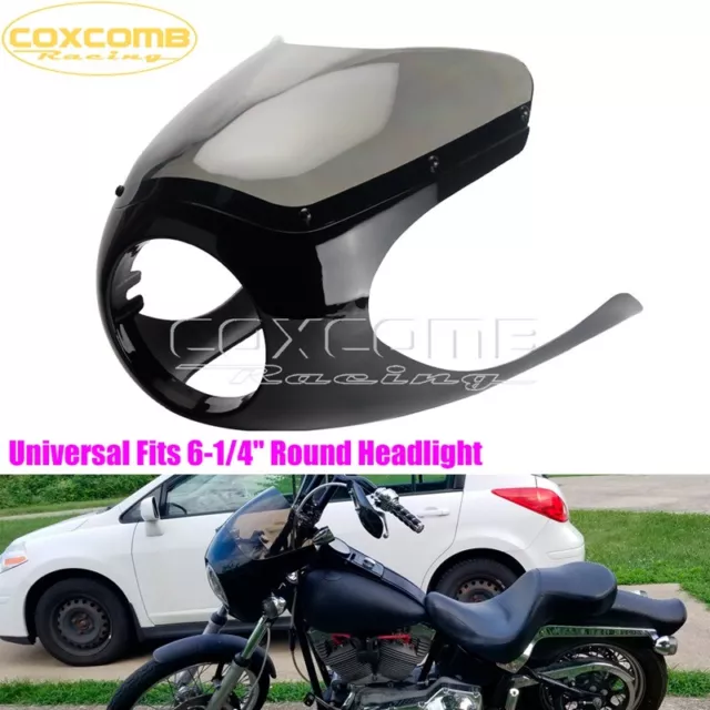 Smoked Front Headlight Fairing Fit 6 1/4" 6.25" Universal for Cafe Racer Style