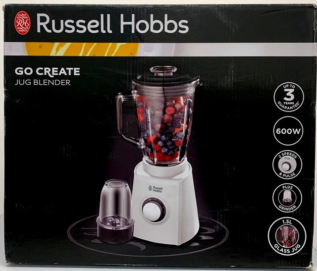 RUSSELL HOBBS GO Create 600W 1.5L Glass Jug Blender & Spice Grinder