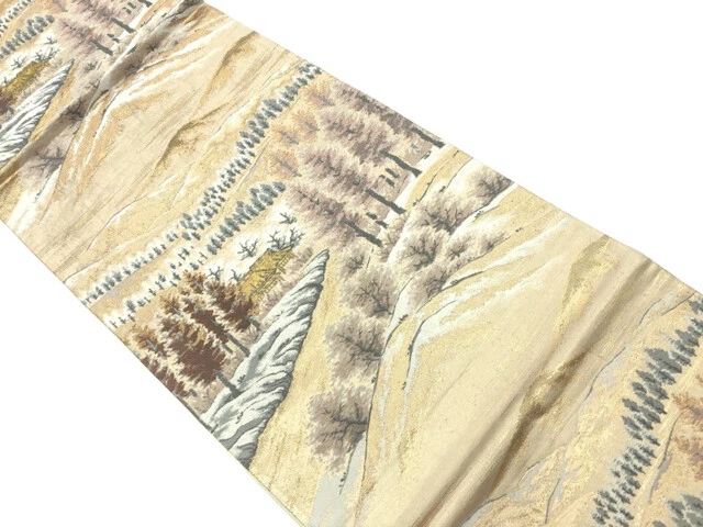 6383082: Japanese Kimono / Vintage Fukuro Obi / Woven Scenery
