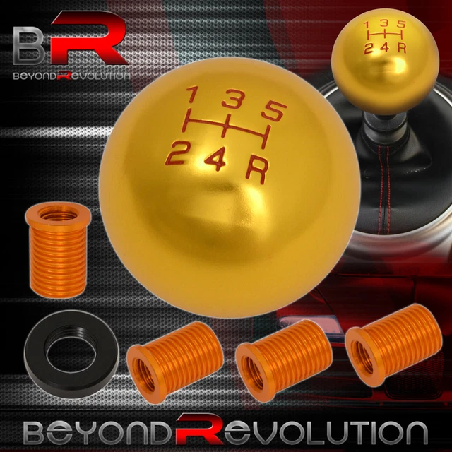 Universal M10X1.5 5SPD Ball Gear Shift Knob Threaded M/T Transmission 24K Gold