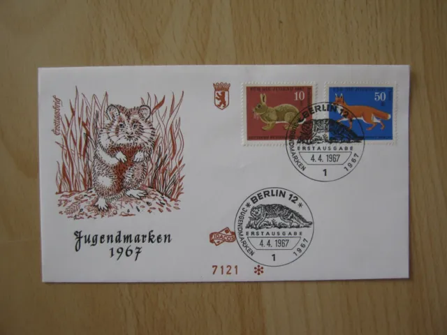 Ersttagsbrief / FDC Berlin 04.04.1967  Jugendmarken Pelztiere  (299/302)  24